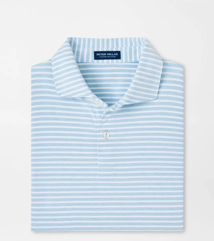 Peter Millar Polos | Polos^Albatross Stripe Cotton Blend Piqué Polo BlueFrost