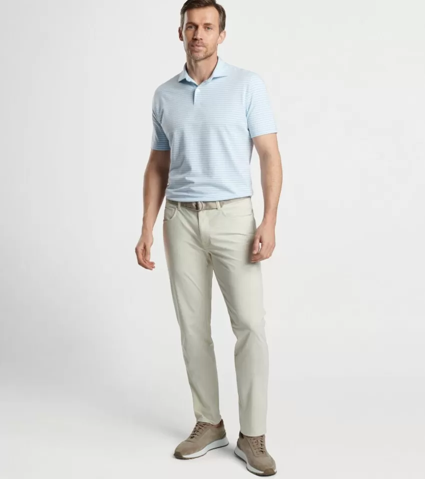 Peter Millar Polos | Polos^Albatross Stripe Cotton Blend Piqué Polo BlueFrost