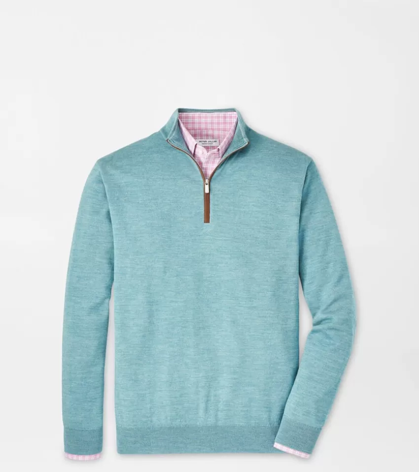 Peter Millar Sweaters^Autumn Crest Suede Trim Quarter-Zip Platinum