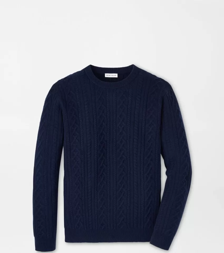 Peter Millar Sweaters^Crescent Ridge Cable Crew GaleGrey