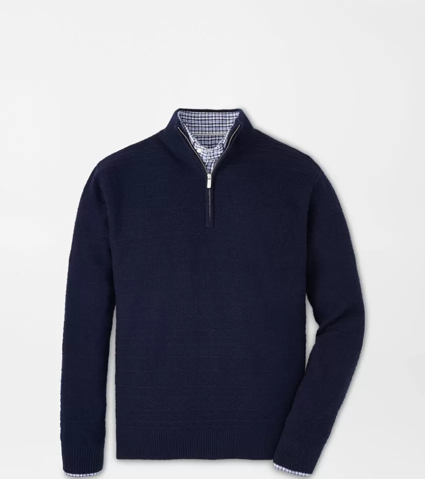 Peter Millar Sweaters^Crescent Texture Quarter-Zip Sweater DarkSand