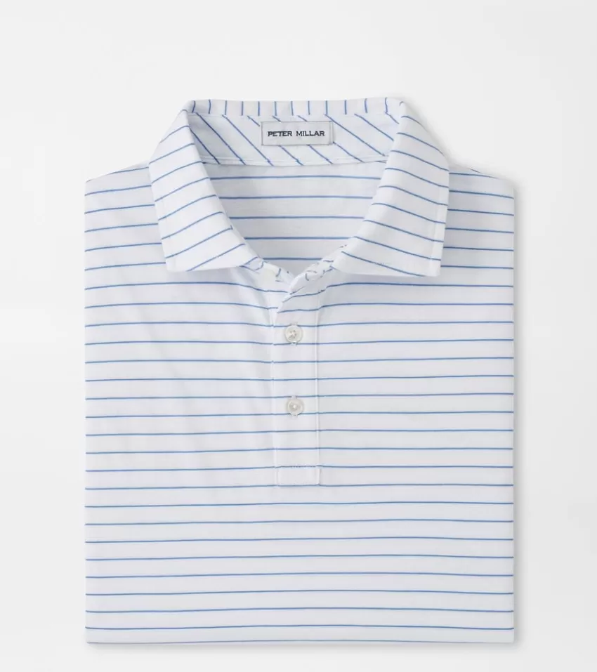 Peter Millar Polos^Crown Comfort Cotton Polo Harp Stripe AtlanticBlue