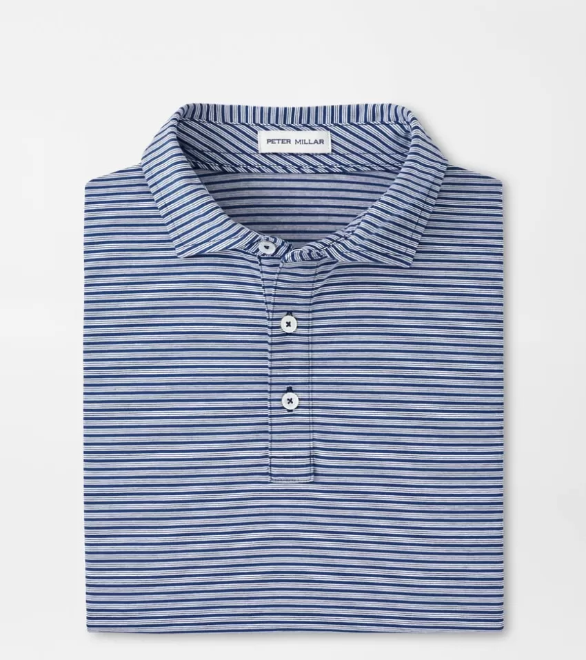 Peter Millar Polos^Crown Comfort Cotton Polo Trip Stripe AtlanticBlue