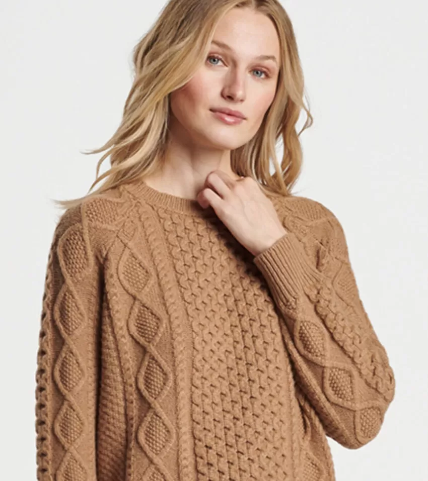 Peter Millar Sweaters^Grace Cable Knit Crew Sweater Camel