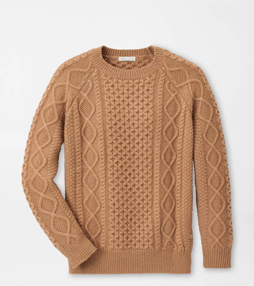 Peter Millar Sweaters^Grace Cable Knit Crew Sweater Camel