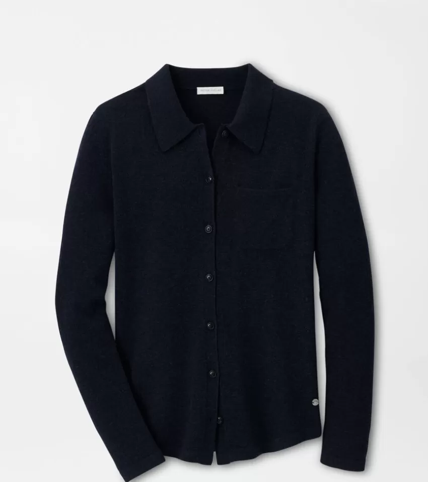 Peter Millar Sweaters^Katharine Collared Cardigan Navy