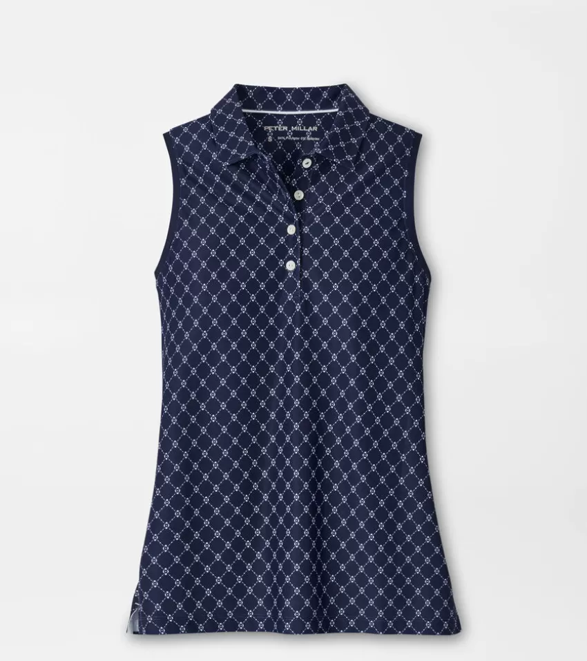 Peter Millar Polos & Shirts | Polos & Shirts^Lattice Blossom Banded Sport Mesh Sleeveless Button Polo Navy