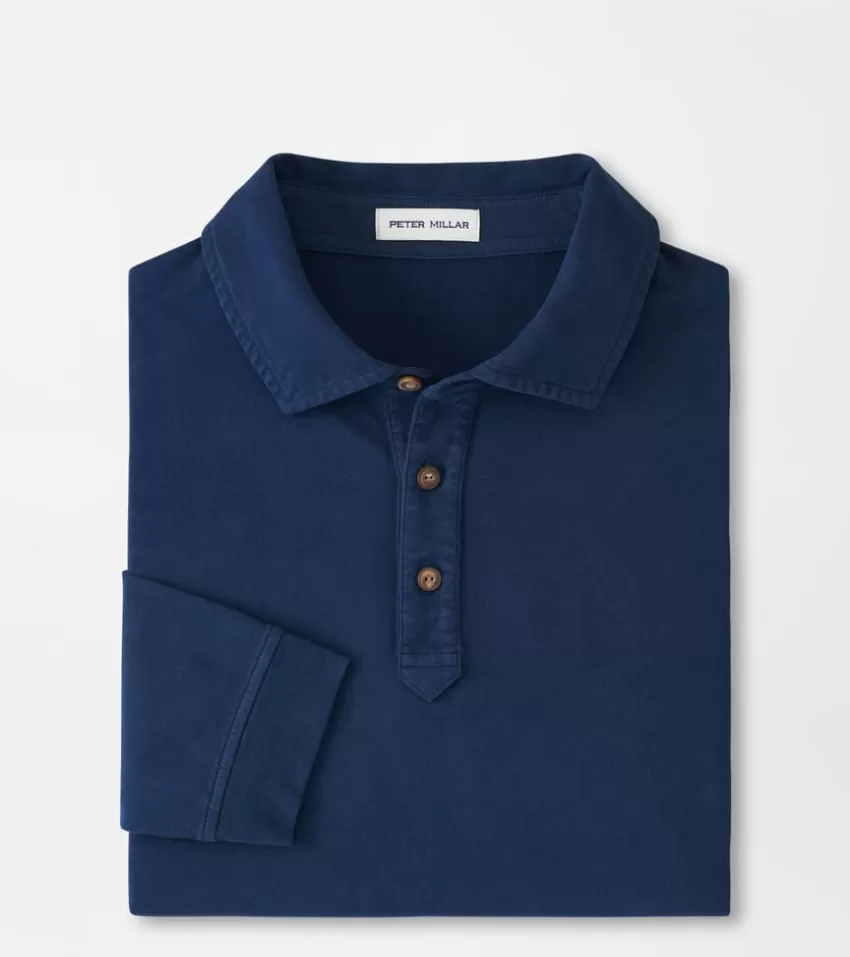 Peter Millar Polos^Lava Wash Long-Sleeve Polo Navy