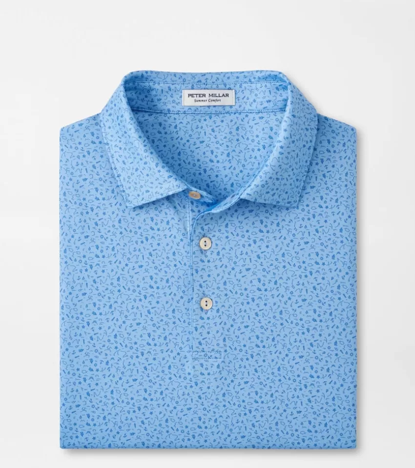 Peter Millar Polos | Polos^Marine Navigation Performance Jersey Polo CottageBlue