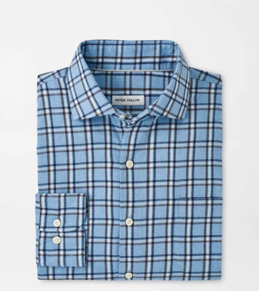 Peter Millar Sport Shirts^Nelson Flannelite Cotton-Stretch Sport Shirt CottageBlue