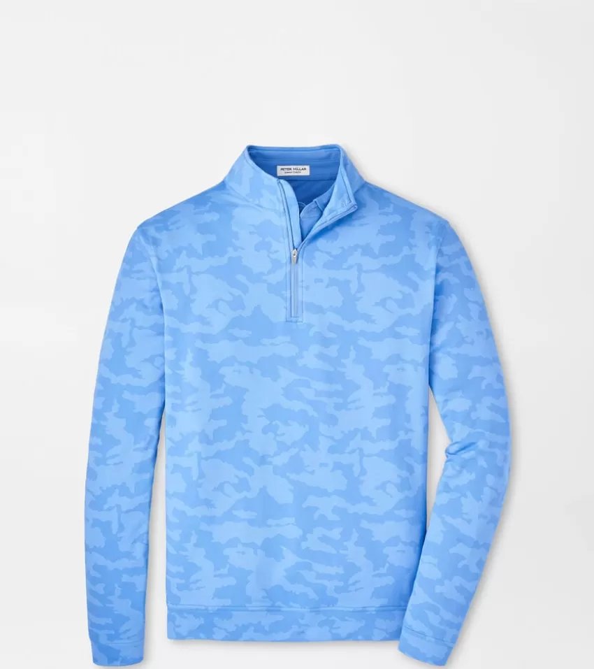 Peter Millar Pullovers | Pullovers^Perth Camo Performance Quarter-Zip LibertyBlue