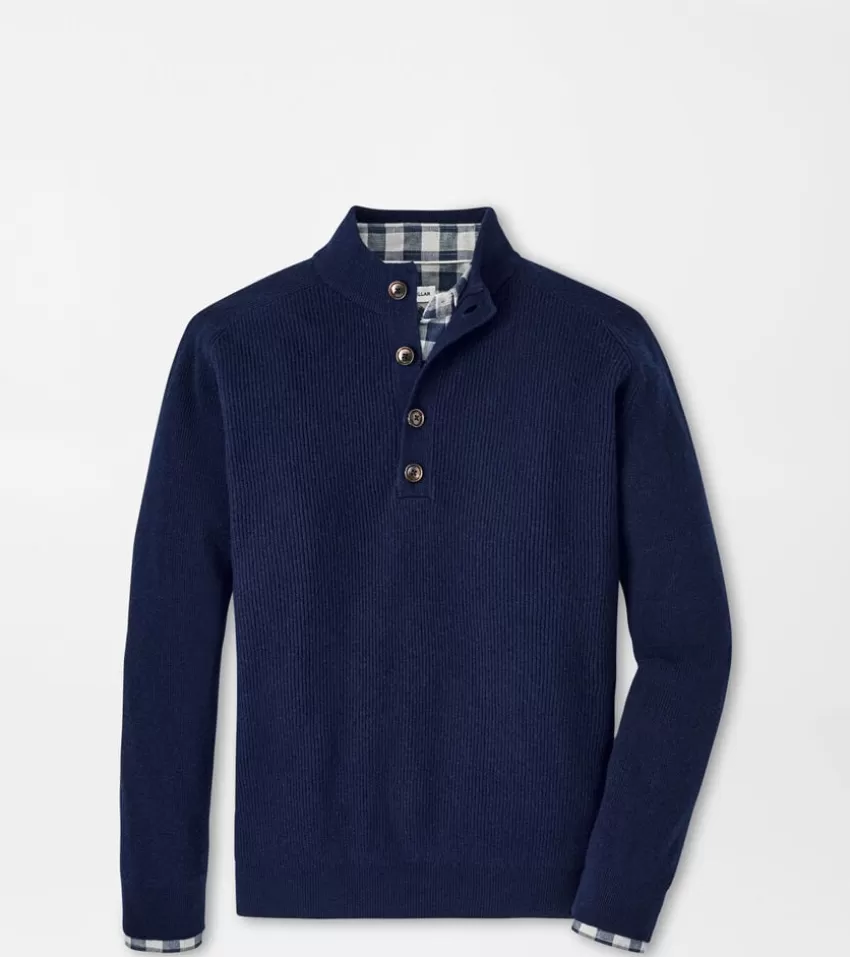 Peter Millar Sweaters^Ruxton Rib Button Mock Sweater Currant