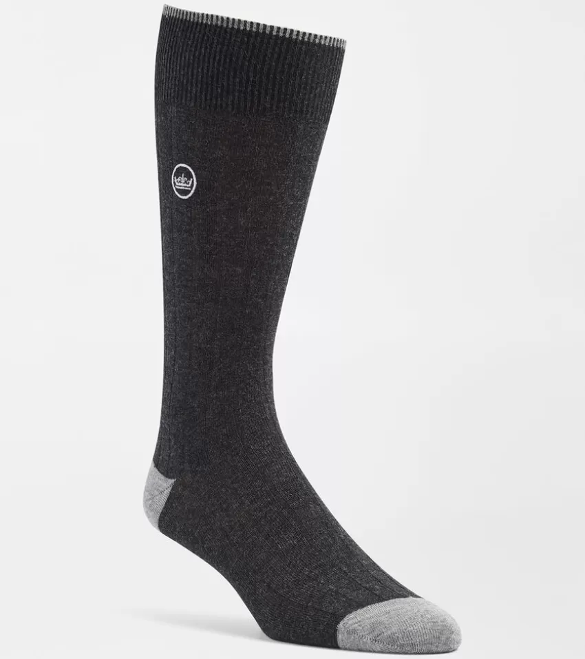 Peter Millar Socks^Solid Rib Crew Sock Charcoal