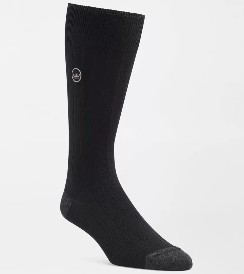 Peter Millar Socks^Solid Rib Crew Sock Charcoal