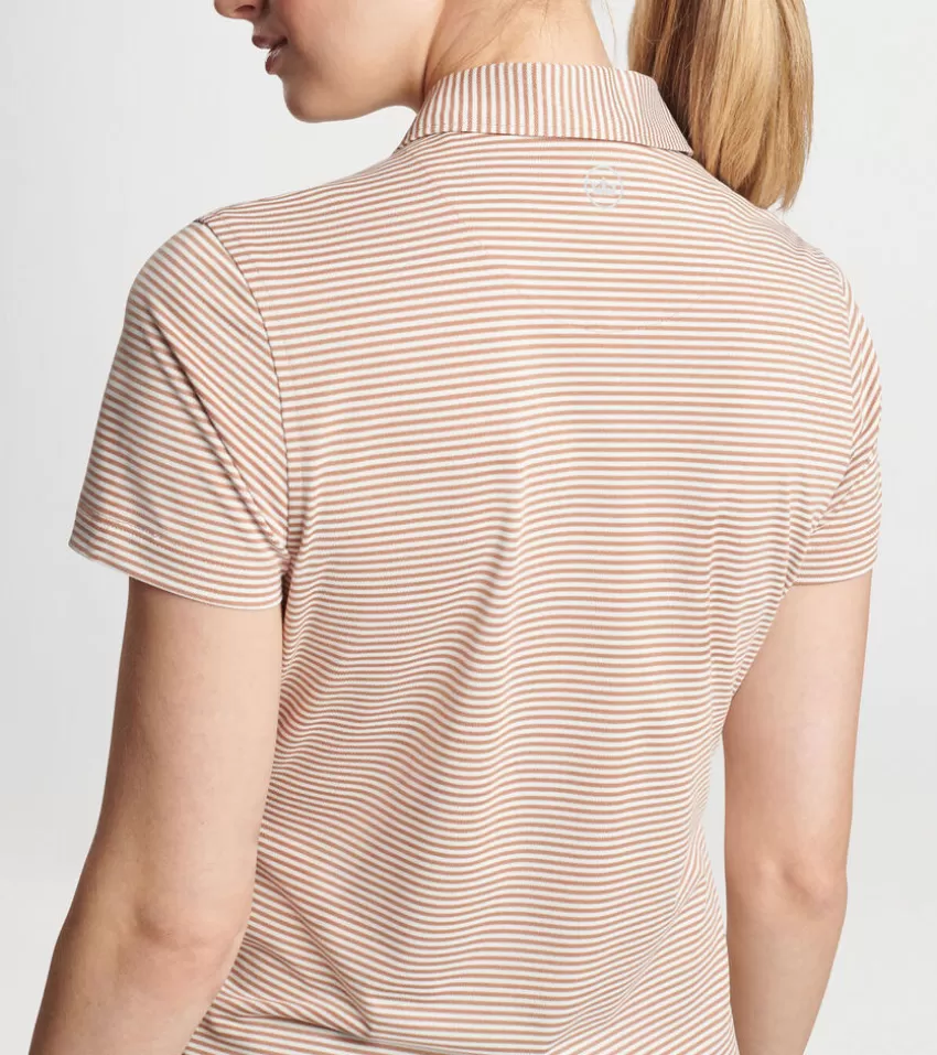 Peter Millar Polos & Shirts | Polos & Shirts^Vista Stripe Sport Mesh Short Sleeve Button Polo CAMEL/IVORY