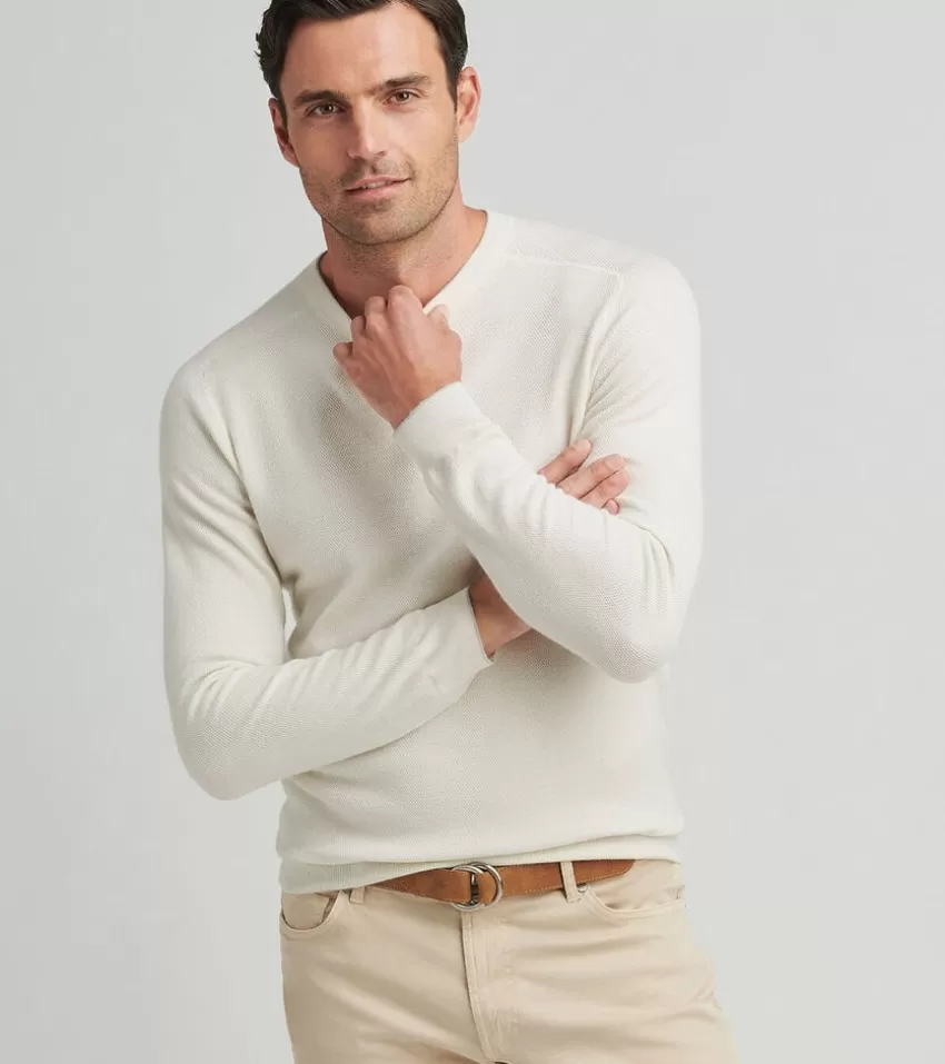 Peter Millar Sweaters | Pullovers^Voyager Cashmere-Silk Saddle Shoulder Crew Almond