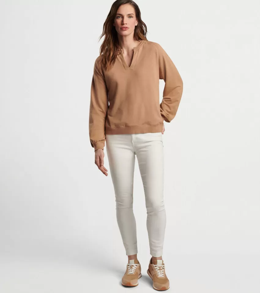 Peter Millar Pullovers & Layers^Women's Lava Wash Henley Crew Camel