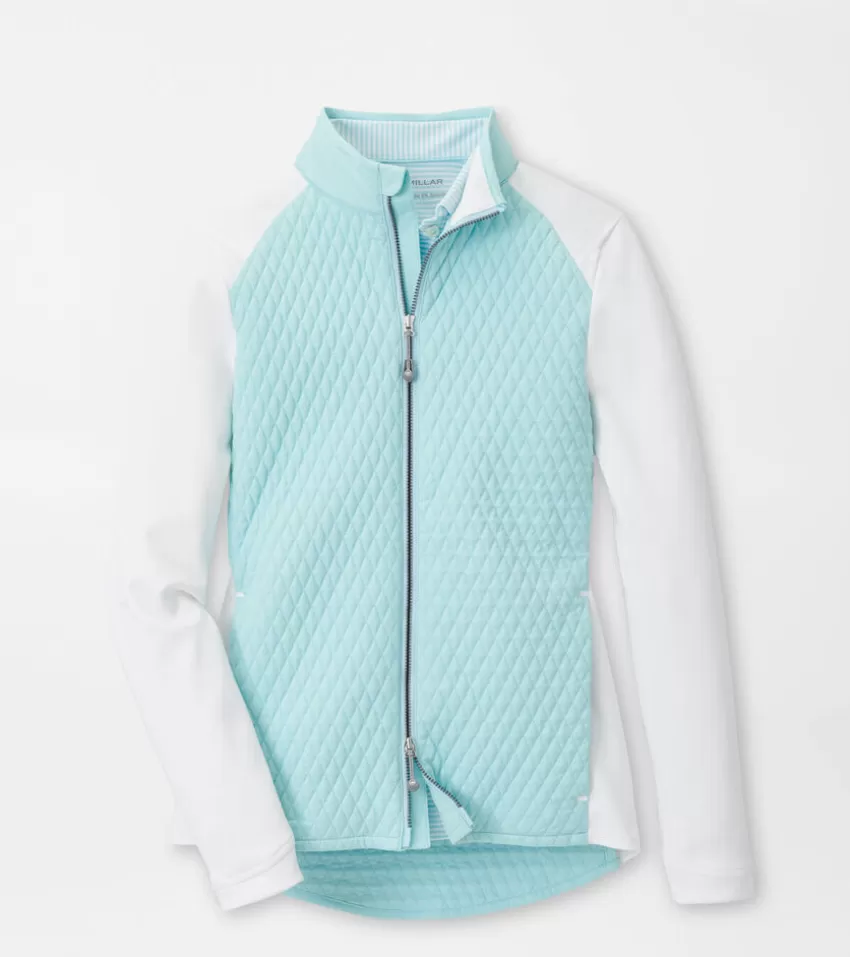 Peter Millar Women's Golf Outerwear^Women's Merge Mini Diamond Quilt Hybrid Jacket BLUESPRUCE/WHITE